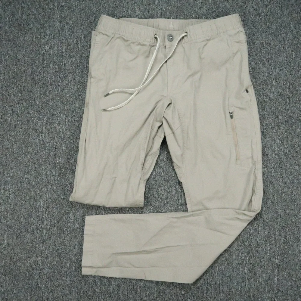 Vuori Pants Men Medium Stone Tan Ripstop Climber Hiking Zip Pocket Stretch V412